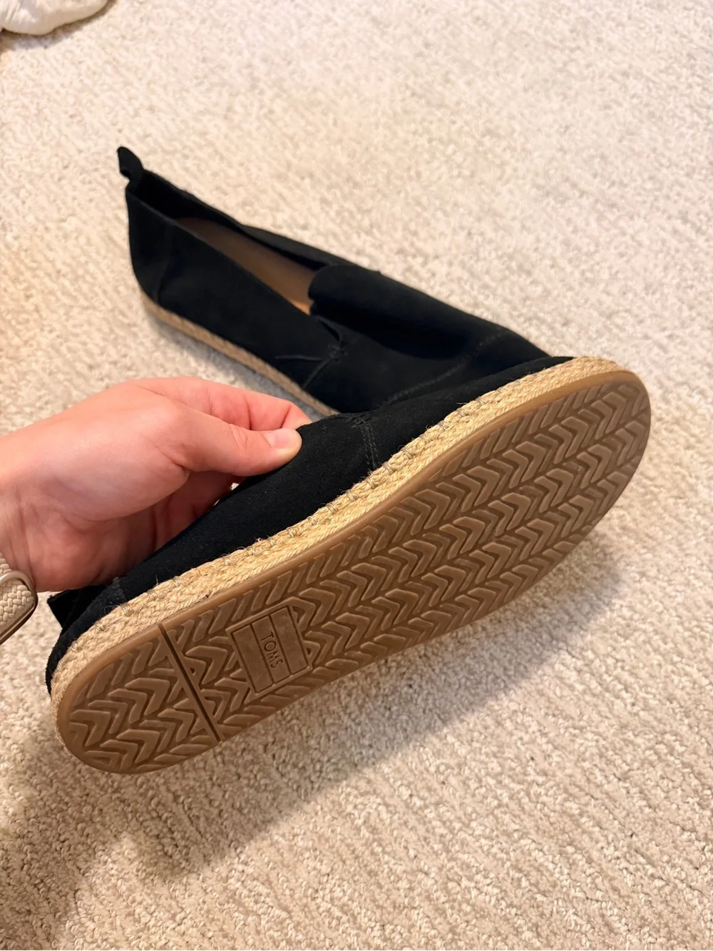 Women’s TOM Black Suede Espadrille flats